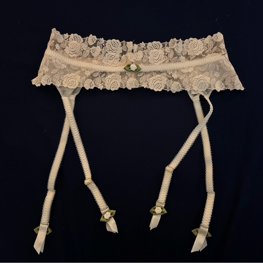 For Love And Lemons Bridal Lace Rosette Floral Waist Garter Belt Wedding Ivory S